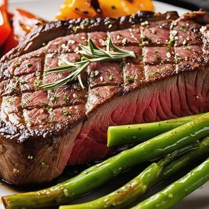 close up view of air fried medium steak