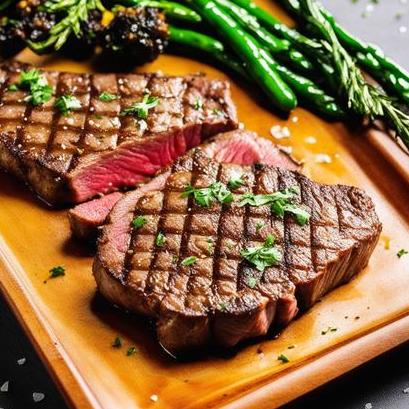 close up view of air fried medium well steak