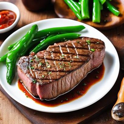 close up view of air fried medium well steak