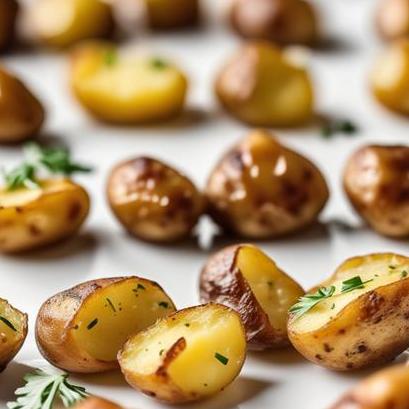 close up view of air fried mini potatoes