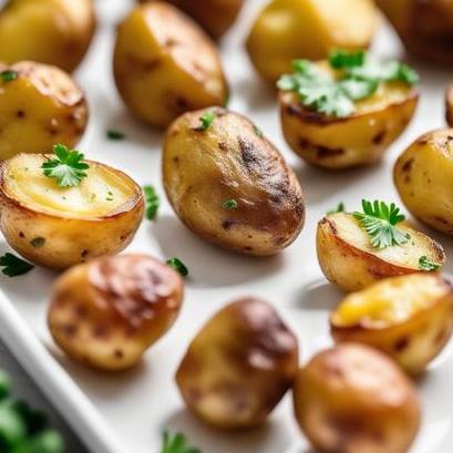 close up view of air fried mini potatoes
