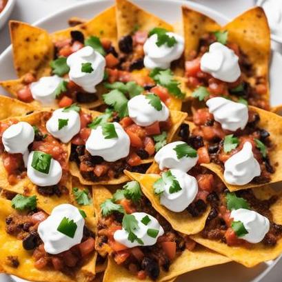 close up view of air fried nachos