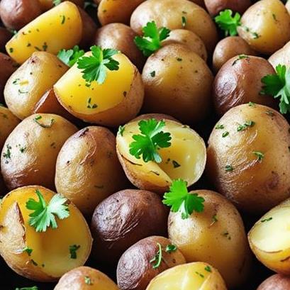 close up view of air fried new potatoes