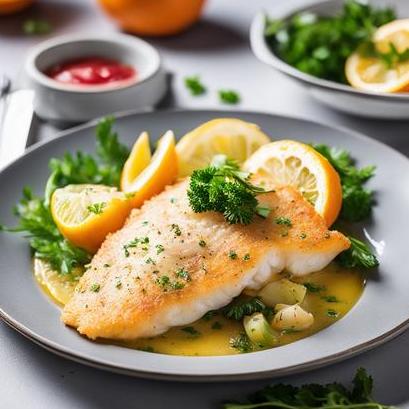 close up view of air fried orange roughy