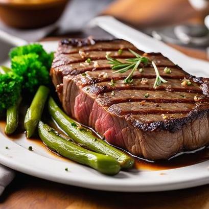 close up view of air fried petite sirloin steak