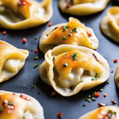 close up view of air fried pierogies