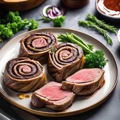 close up view of air fried pinwheel steak