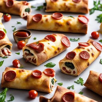 close up view of air fried pizza logs