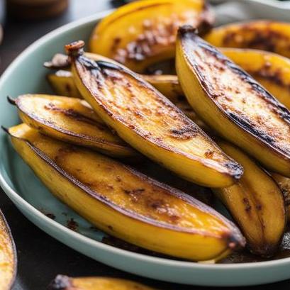 close up view of air fried plantains