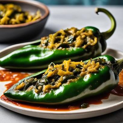 close up view of air fried poblano peppers