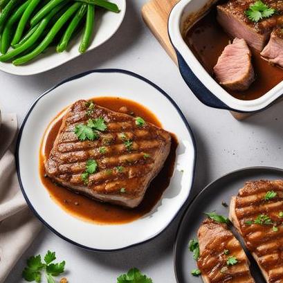 close up view of air fried pork cube steak