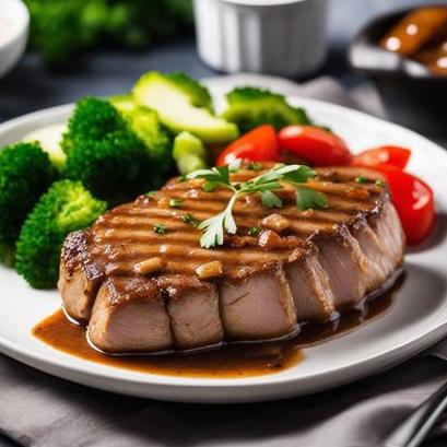 close up view of air fried pork cube steak