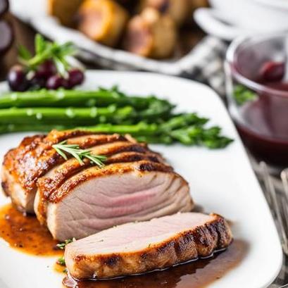 close up view of air fried pork loin filet