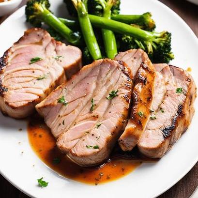 close up view of air fried pork loin steak