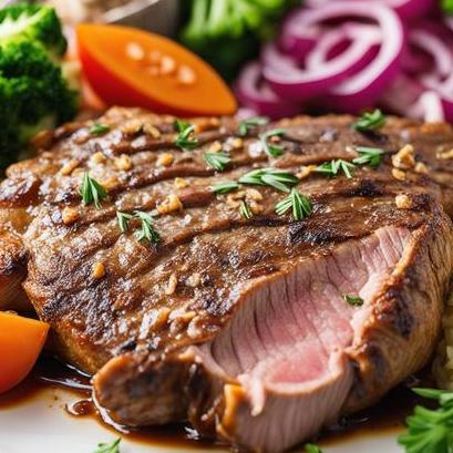 close up view of air fried pork shoulder steak