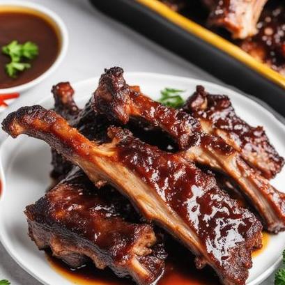 close up view of air fried pork spare ribs