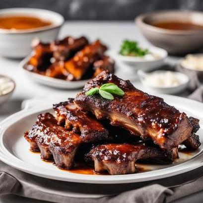 close up view of air fried pork spare ribs