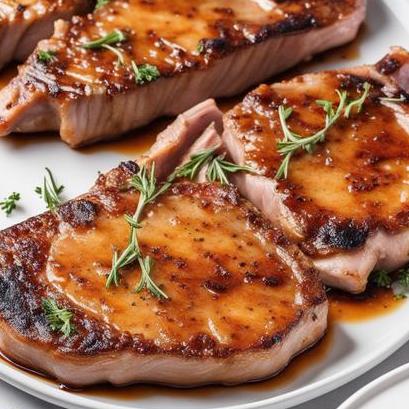 close up view of air fried pork steaks