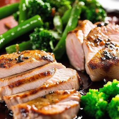 close up view of air fried pork tenderloin medallions