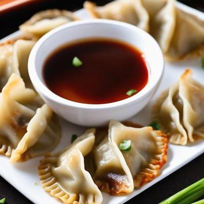 close up view of air fried pot stickers