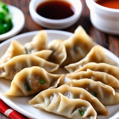 close up view of air fried pot stickers