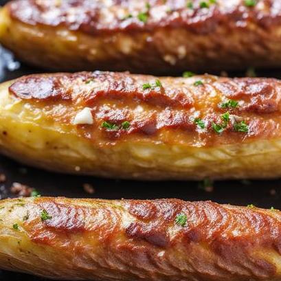 close up view of air fried potato sausage