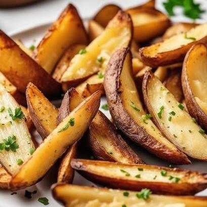 close up view of air fried potato wedges
