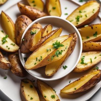 close up view of air fried potatoes wedges