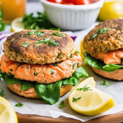 close up view of air fried premade salmon burgers