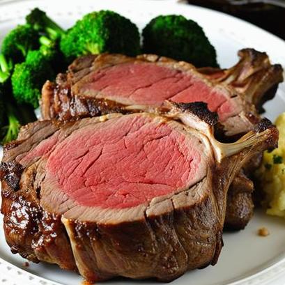 close up view of air fried prime rib steaks