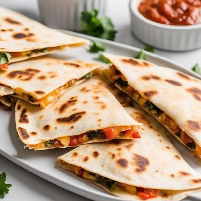 close up view of air fried quesadillas