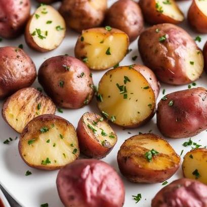 close up view of air fried red potatoes