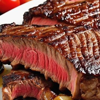close up view of air fried rib steak