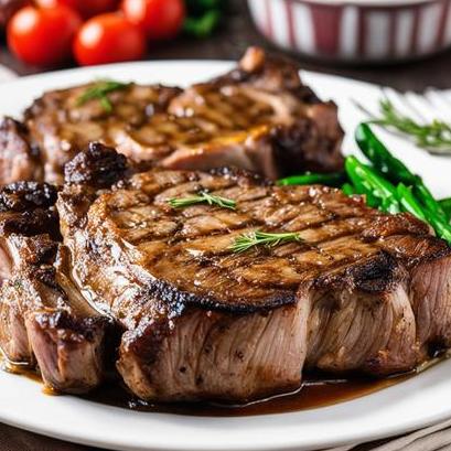 close up view of air fried ribeye chops