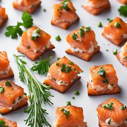 close up view of air fried salmon bites
