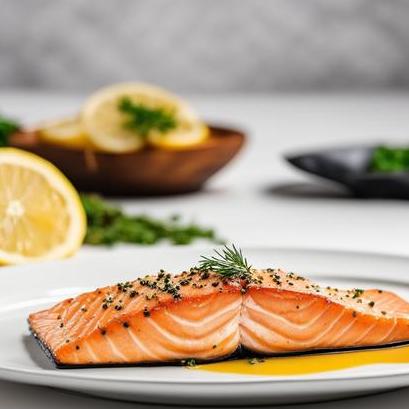 close up view of air fried salmon fillet