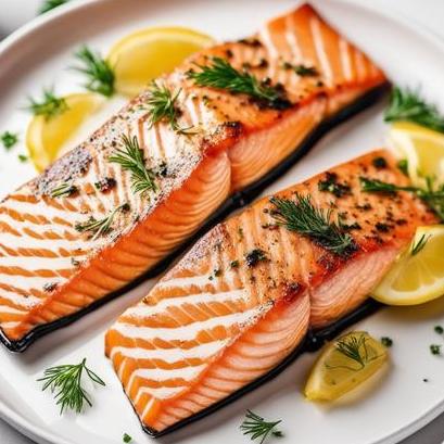 close up view of air fried salmon fillet