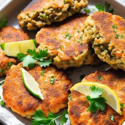close up view of air fried salmon patties