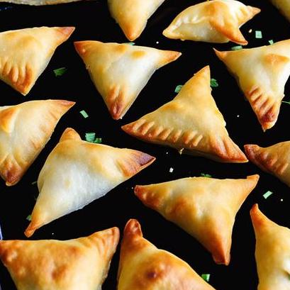 close up view of air fried samosa