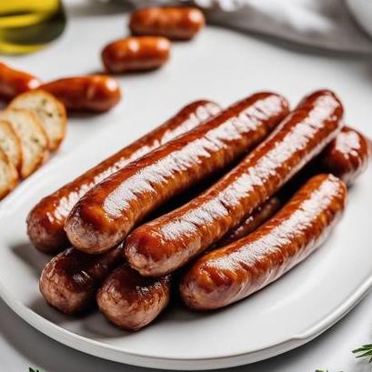 close up view of air fried sausage links