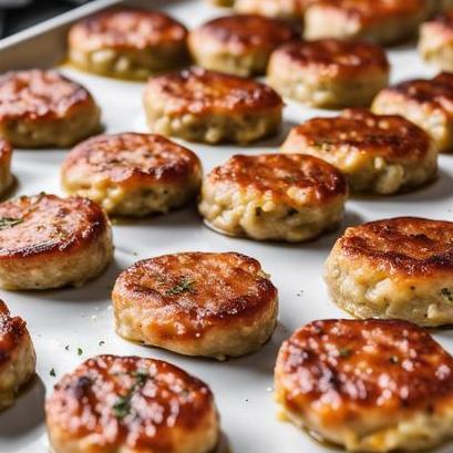 close up view of air fried sausage patties