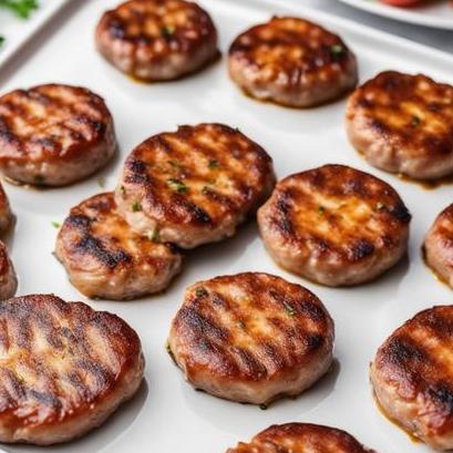 close up view of air fried sausage patties