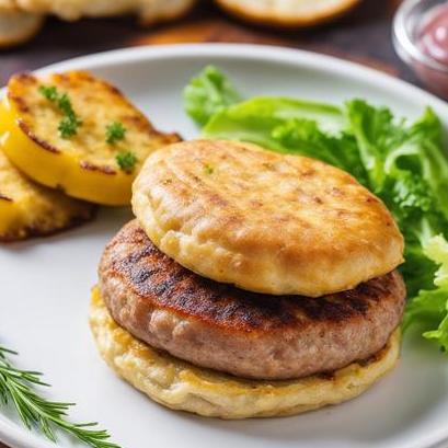 close up view of air fried sausage patty