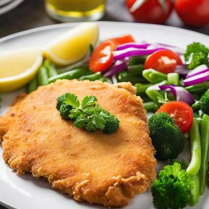 close up view of air fried schnitzel