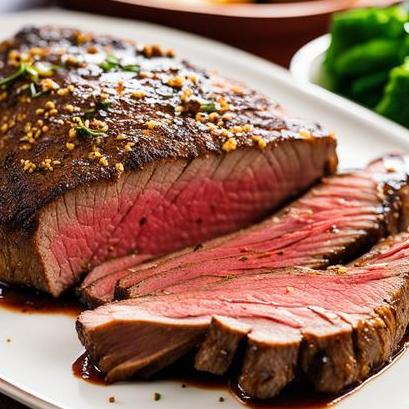 close up view of air fried seasoned tri tip