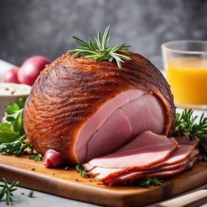 close up view of air fried semi boneless ham