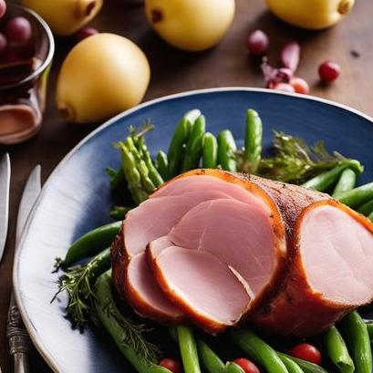 close up view of air fried semi boneless ham