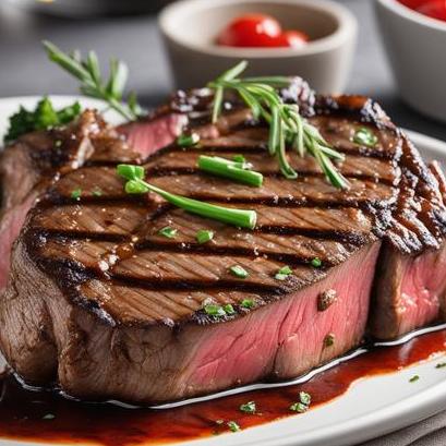 close up view of air fried sizzle steak