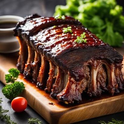 close up view of air fried slab of ribs