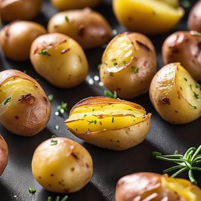 close up view of air fried small potatoes